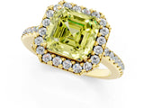 Yellow gold Fancy Yellow Asscher Cut Diamond Pavé Halo Ring with Four-Prong Setting_30