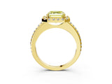 Yellow gold Fancy Yellow Asscher Cut Diamond Pavé Halo Ring with Four-Prong Setting_32
