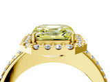 Yellow gold Fancy Yellow Asscher Cut Diamond Pavé Halo Ring with Four-Prong Setting_33