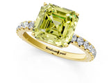 Yellow gold Fancy Yellow Asscher Cut Diamond Pavé Solitaire Engagement Ring with Four-Prong Setting_34