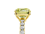 Yellow gold Fancy Yellow Asscher Cut Diamond Pavé Solitaire Engagement Ring with Four-Prong Setting_38