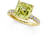 Yellow gold Fancy Yellow Asscher Cut Diamond Pavé Solitaire Ring with Round Band and Prong Setting_13