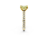Yellow gold Fancy Yellow Asscher Cut Diamond Pavé Solitaire Ring with Round Band and Prong Setting_14