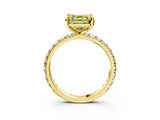 Yellow gold Fancy Yellow Asscher Cut Diamond Pavé Solitaire Ring with Round Band and Prong Setting_15