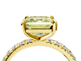 Yellow gold Fancy Yellow Asscher Cut Diamond Pavé Solitaire Ring with Round Band and Prong Setting_16