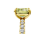 Yellow gold Fancy Yellow Asscher Cut Diamond Pavé Solitaire Ring with Round Band and Prong Setting_17