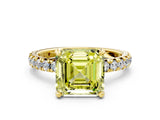 Yellow gold Fancy Yellow Asscher Cut Diamond Pavé Solitaire Ring with Round Band and Prong Setting_24