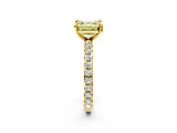 Yellow gold Fancy Yellow Asscher Cut Diamond Pavé Solitaire Ring with Round Band and Prong Setting_26