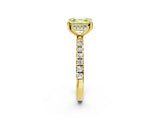 Yellow gold Fancy Yellow Asscher Cut Diamond Pave Band Solitaire Ring with Four-Prong Setting_22