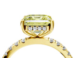 Yellow gold Fancy Yellow Asscher Cut Diamond Pave Band Solitaire Ring with Four-Prong Setting_24