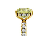Yellow gold Fancy Yellow Asscher Cut Diamond Pave Band Solitaire Ring with Four-Prong Setting_25