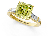 Yellow gold Fancy Yellow Asscher  Cut Diamond Ring with Baguette Side Stones, Channel Set Band, and Four-Prong Setting_13