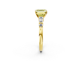 Yellow gold Fancy Yellow Asscher  Cut Diamond Ring with Baguette Side Stones, Channel Set Band, and Four-Prong Setting_14