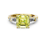 Yellow gold Fancy Yellow Asscher  Cut Diamond Ring with Baguette Side Stones, Channel Set Band, and Four-Prong Setting_24