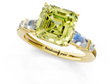 Yellow gold Fancy Yellow Asscher  Cut Diamond Ring with Baguette Side Stones, Channel Set Band, and Four-Prong Setting_25