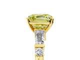 Yellow gold Fancy Yellow Asscher  Cut Diamond Ring with Baguette Side Stones, Channel Set Band, and Four-Prong Setting_29