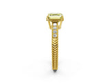 Yellow gold Fancy Yellow Asscher Cut Diamond Ring with Milgrain Pavé Band and Four-Prong Setting_22