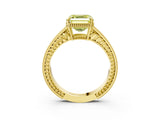 Yellow gold Fancy Yellow Asscher Cut Diamond Ring with Milgrain Pavé Band and Four-Prong Setting_23