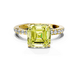 Yellow gold Fancy Yellow Asscher  Cut Diamond Ring with Pavé Band and Four-Prong Setting_17