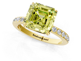Yellow gold Fancy Yellow Asscher  Cut Diamond Ring with Pavé Band and Four-Prong Setting_18