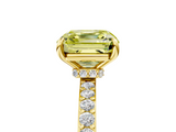 Yellow gold Fancy Yellow Asscher  Cut Diamond Ring with Pavé Band and Four-Prong Setting_22