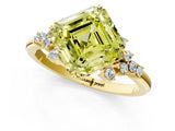 Yellow gold Fancy Yellow Asscher Cut Diamond Ring with Side Stones and Four-Prong Setting_64