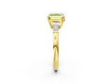 Yellow gold Fancy Yellow Asscher  Cut Diamond Ring with Tapered Baguette Side Stones in Four-Prong Setting_5
