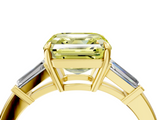 Yellow gold Fancy Yellow Asscher  Cut Diamond Ring with Tapered Baguette Side Stones in Four-Prong Setting_7