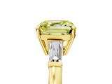 Yellow gold Fancy Yellow Asscher  Cut Diamond Ring with Tapered Baguette Side Stones in Four-Prong Setting_8