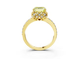 Yellow gold Fancy Yellow Asscher Cut Diamond Scalloped Halo Engagement Ring with Round Shared Prong Band_15