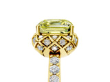 Yellow gold Fancy Yellow Asscher Cut Diamond Scalloped Halo Engagement Ring with Round Shared Prong Band_17