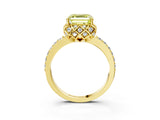 Yellow gold Fancy Yellow Asscher Cut Diamond Scalloped Halo Engagement Ring with Round Shared Prong Band_27