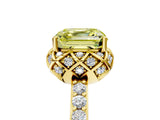 Yellow gold Fancy Yellow Asscher Cut Diamond Scalloped Halo Engagement Ring with Round Shared Prong Band_29