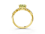 Yellow gold Fancy Yellow Asscher Cut Diamond Scattered Round Accent Ring with Prong Setting_15