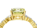 Yellow gold Fancy Yellow Asscher Cut Diamond Scattered Round Accent Ring with Prong Setting_16