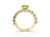 Yellow gold Fancy Yellow Asscher Cut Diamond Side Stone Engagement Ring with Four-Prong Setting_39