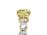 Yellow gold Fancy Yellow Asscher Cut Diamond Side Stone Engagement Ring with Four-Prong Setting_41