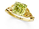 Yellow gold Fancy Yellow Asscher Cut Diamond Solitaire Celtic Knot Ring with Four-Prong Setting_52