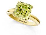 Yellow gold Fancy Yellow Asscher Cut Diamond Solitaire Engagement Ring with Round Band and Four-Prong Setting_90