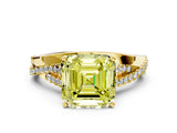 Yellow gold Fancy Yellow Asscher Cut Diamond Solitaire Engagement Ring with Twisted Pavé Band and Four-Prong Setting_49