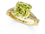 Yellow gold Fancy Yellow Asscher Cut Diamond Solitaire Engagement Ring with Twisted Pavé Band and Four-Prong Setting_50