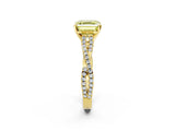 Yellow gold Fancy Yellow Asscher Cut Diamond Solitaire Engagement Ring with Twisted Pavé Band and Four-Prong Setting_51