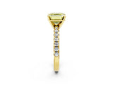Yellow gold Fancy Yellow Asscher Cut Diamond Solitaire Pavé Engagement Ring with Round Band and Prong Setting_38