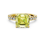 Yellow gold Fancy Yellow Asscher Cut Diamond Solitaire Pavé Engagement Ring with Round Band and Prong Setting_72