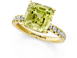 Yellow gold Fancy Yellow Asscher Cut Diamond Solitaire Pavé Engagement Ring with Round Band and Prong Setting_73