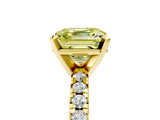 Yellow gold Fancy Yellow Asscher Cut Diamond Solitaire Pavé Engagement Ring with Round Band and Prong Setting_77