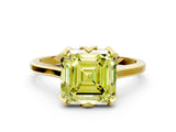Yellow gold Fancy Yellow Asscher Cut Diamond Solitaire Ring with Flower Prong Setting and Classic Band_36