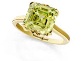 Yellow gold Fancy Yellow Asscher Cut Diamond Solitaire Ring with Flower Prong Setting and Classic Band_37