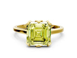 Yellow gold Fancy Yellow Asscher Cut Diamond Solitaire Ring with Flower Prong Setting and Classic Band_97