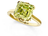 Yellow gold Fancy Yellow Asscher Cut Diamond Solitaire Ring with Flower Prong Setting and Classic Band_98